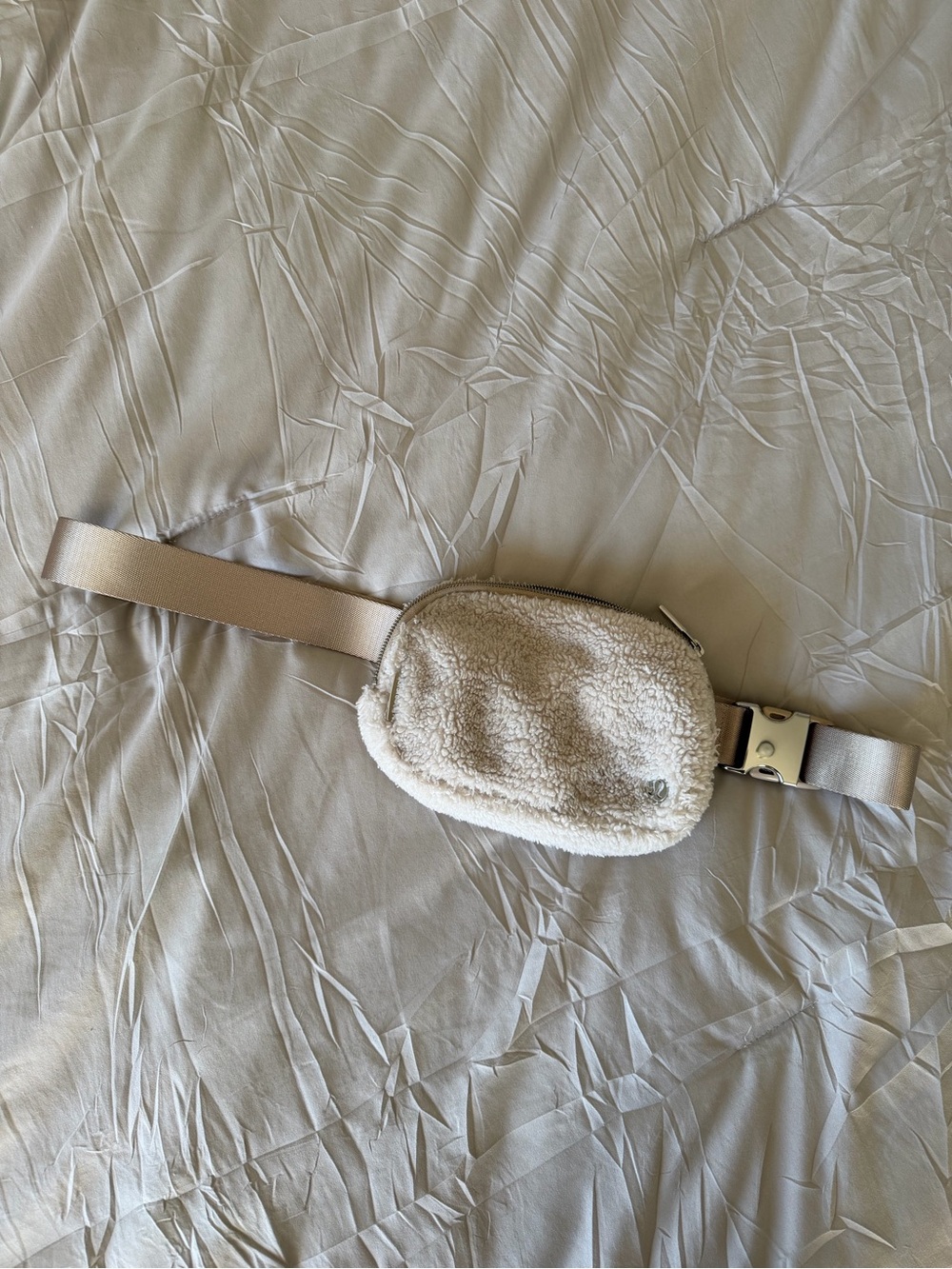 Lulu Cream Sherpa Belt Bag - Soft Fleece Waist Pouch